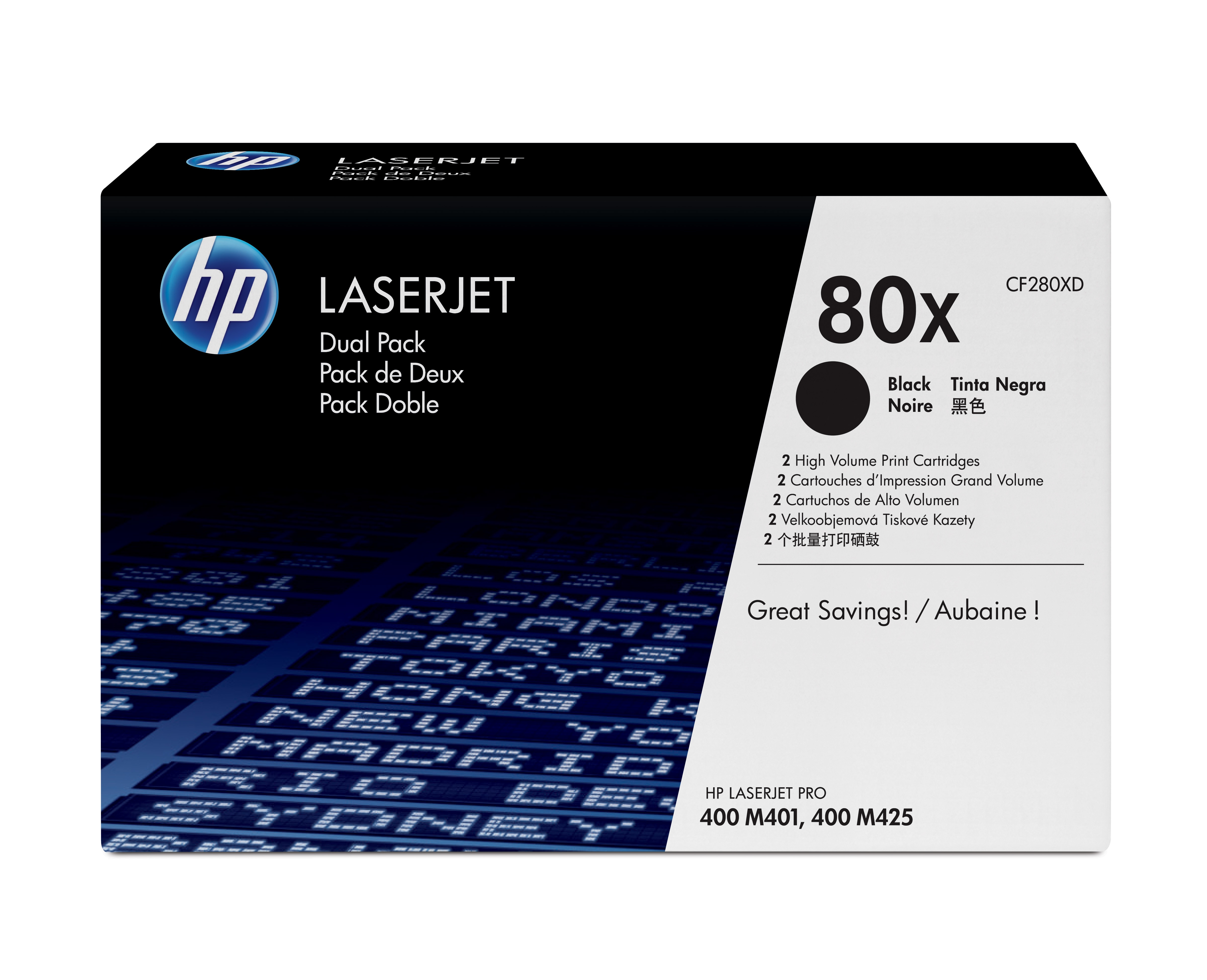 HP Toner black Nr. 80X (CF280XD) je ca. 6.900 Seiten, Doppelpack