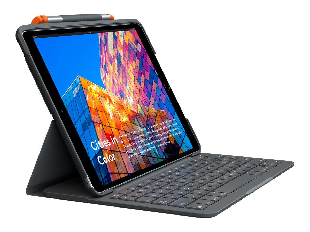 Logitech Slim Folio - Tastatur und Foliohülle - kabellos - Bluetooth - QWERTZ...