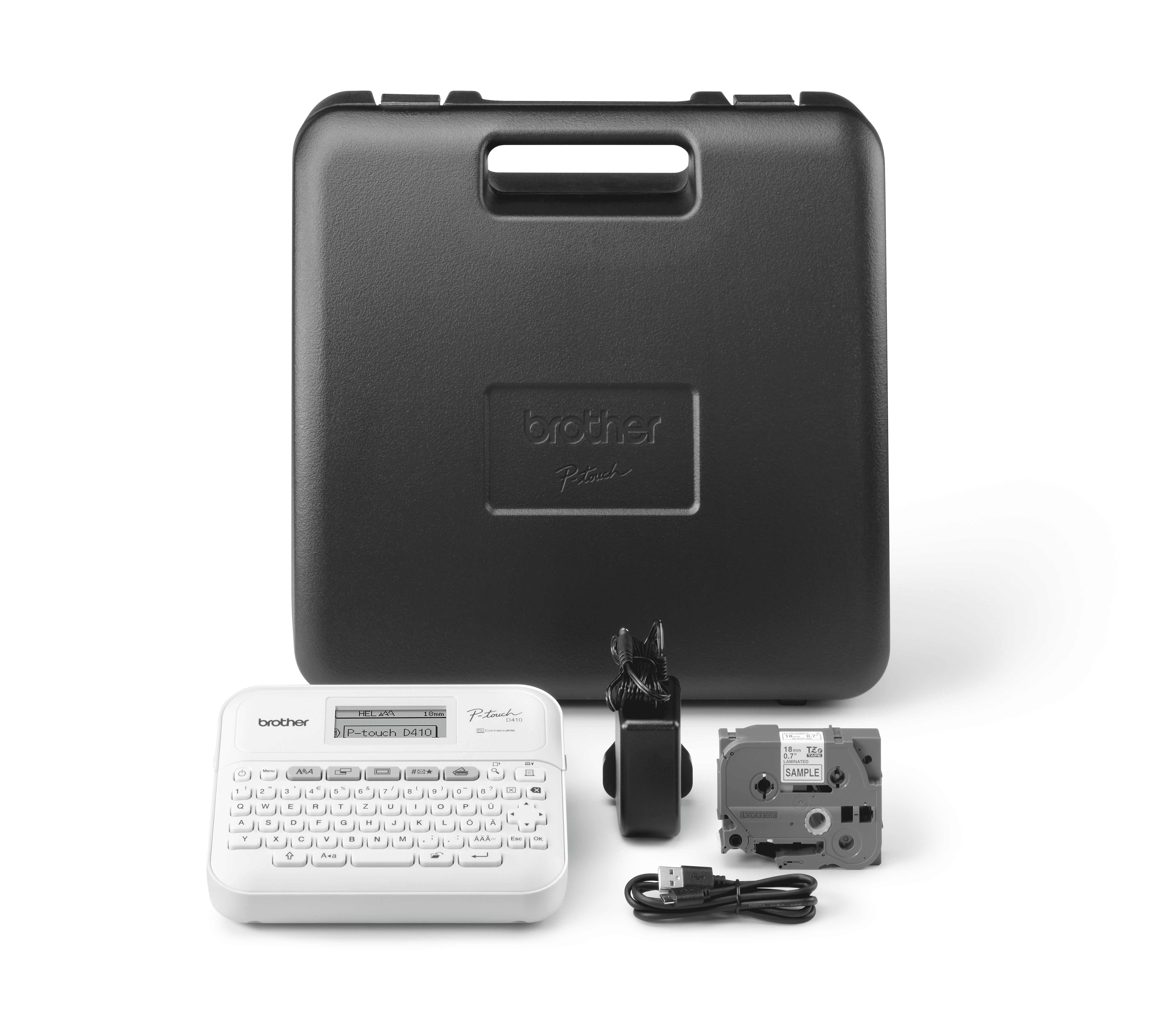 Brother P-Touch D410VP 3,5 bis 18 mm Bandbreite inkl. Netzadapter und...