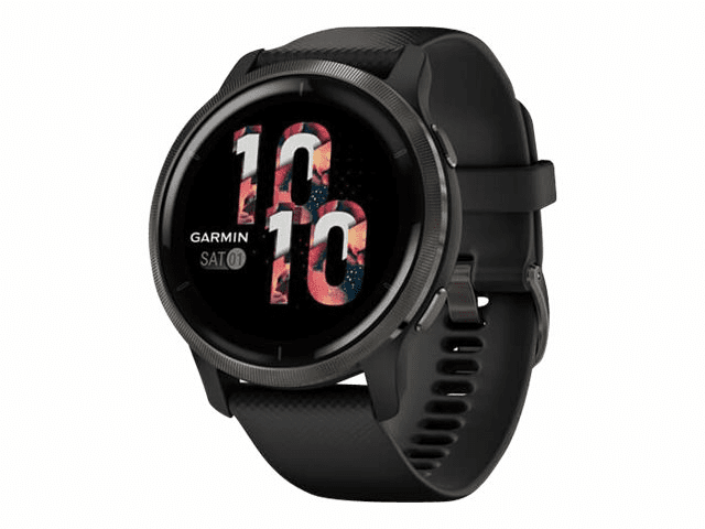 Garmin Venu 2 - 45 mm - schwarz - Sportuhr mit Band - Silikon - schwarz -...