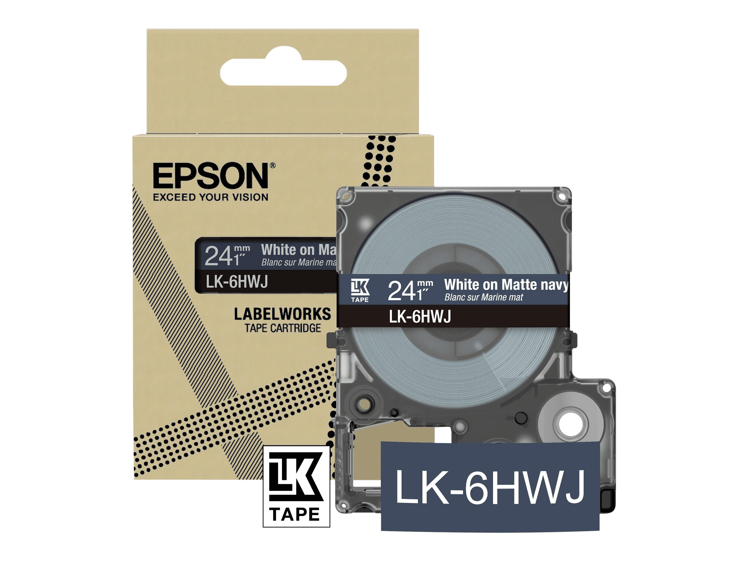 Epson Matte Navy/White 24mm LK-6HWJ