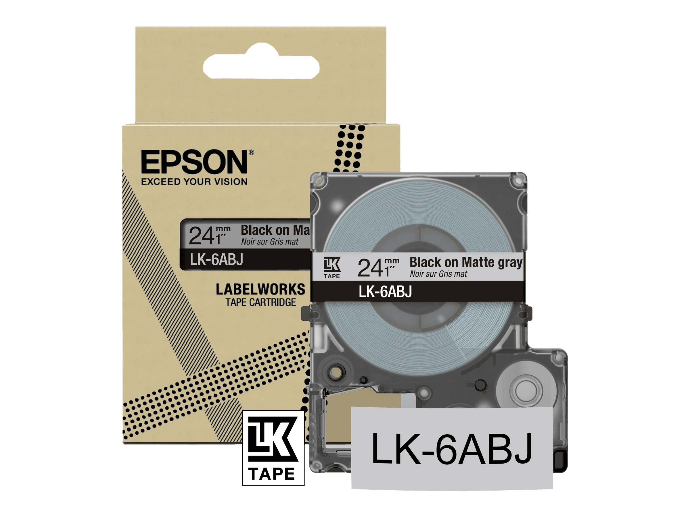 Epson Matte L Gray/Black 24mm LK-6ABJ