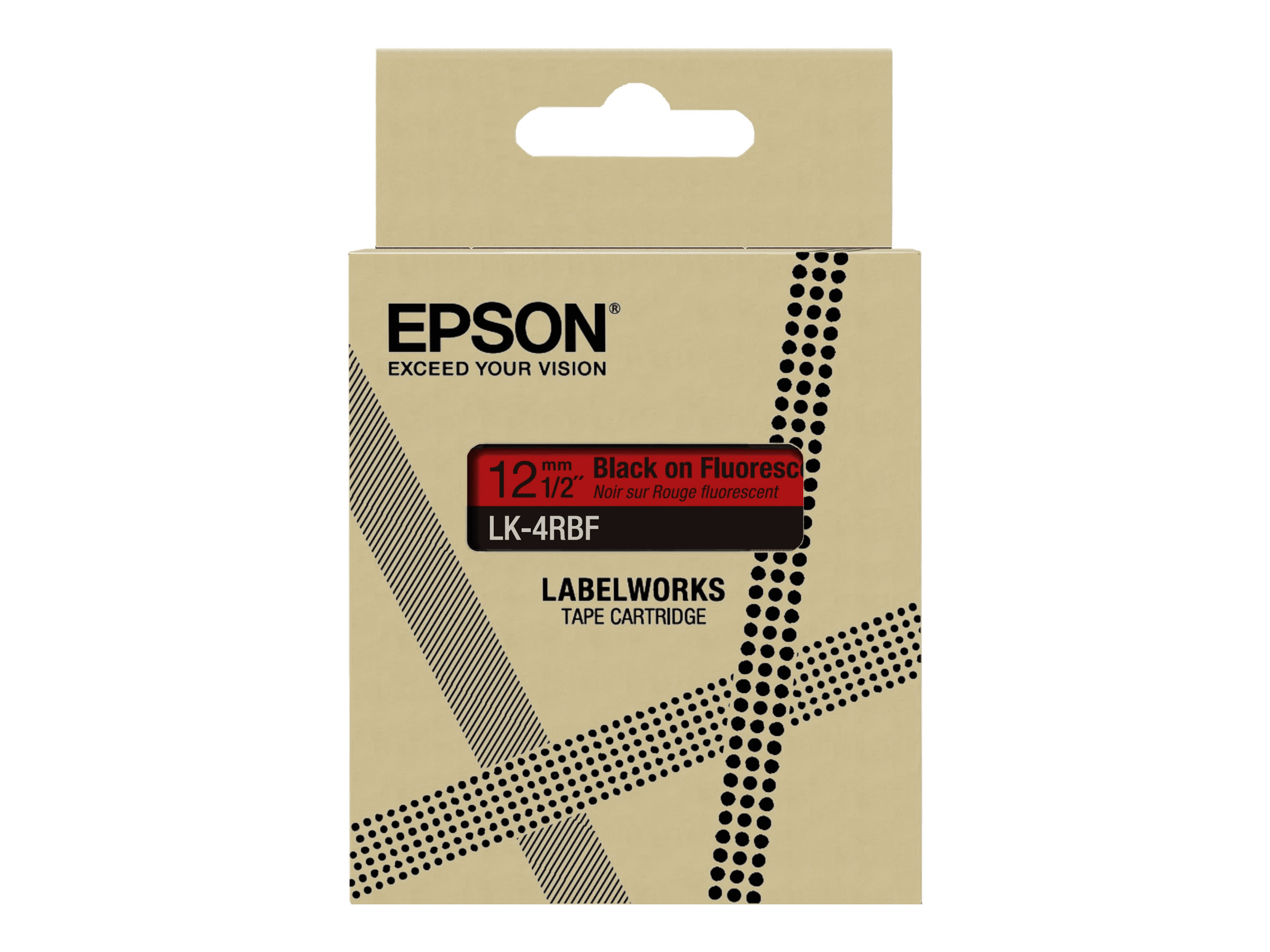 Epson Fluorescent Red/Black 12mm LK-4RBF