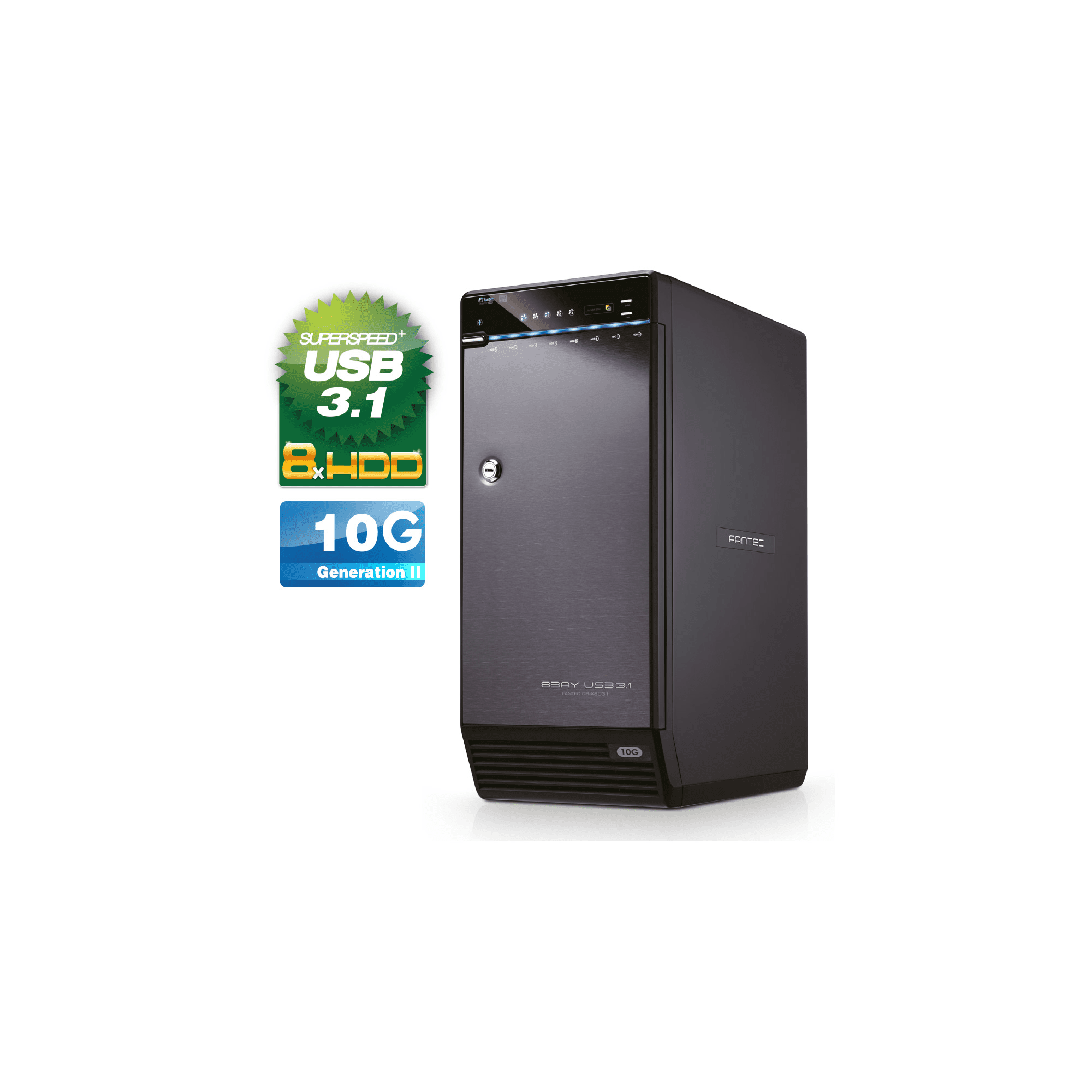 FANTEC QB-X8U31 8x 3.5 HDD Festplattengehäuse USB 3.1 - HDD-Wechselrahmen -...