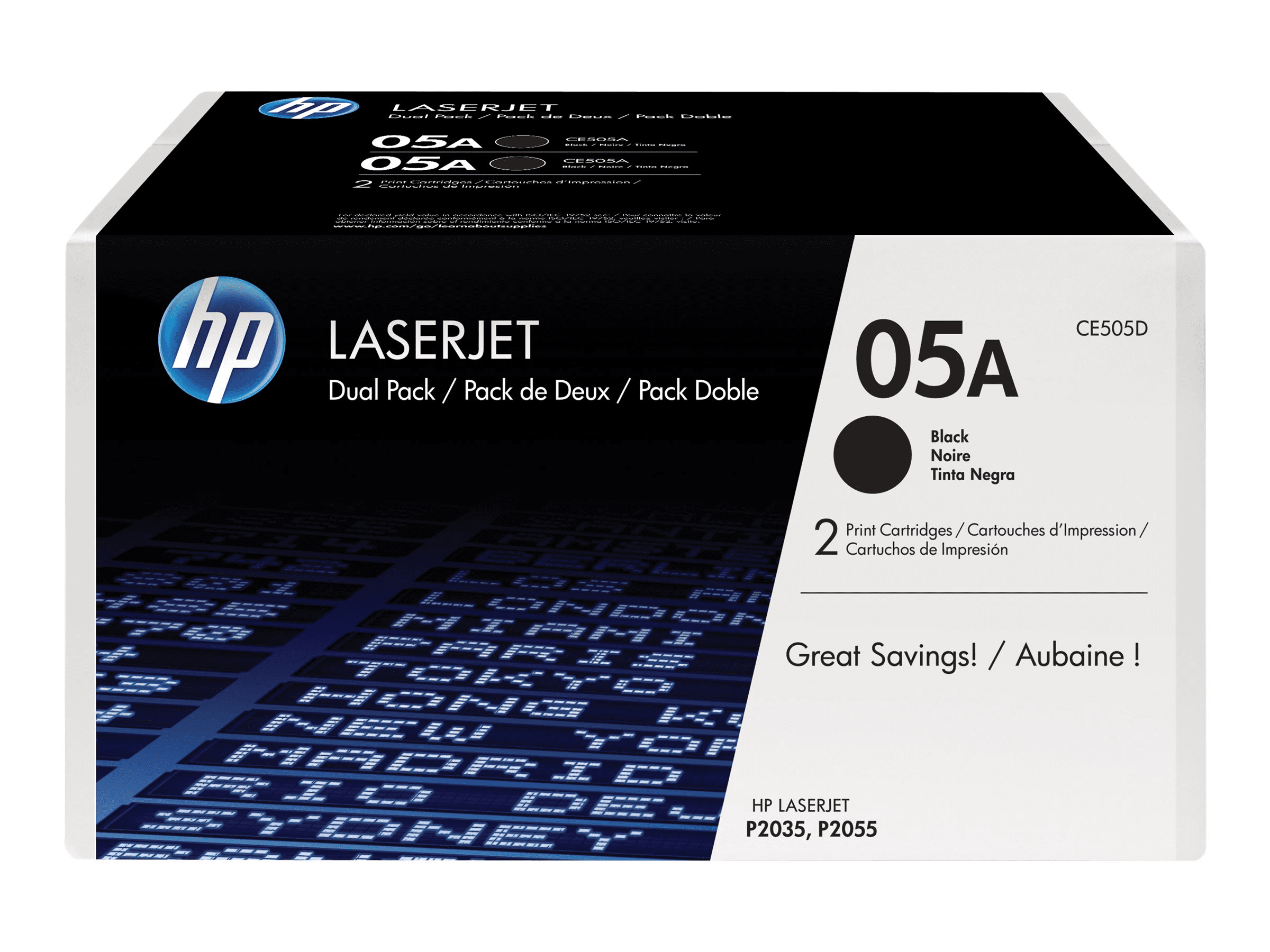 HP Toner black Nr. 05A (CE505D) je ca. 2.300 Seiten, Doppelpack