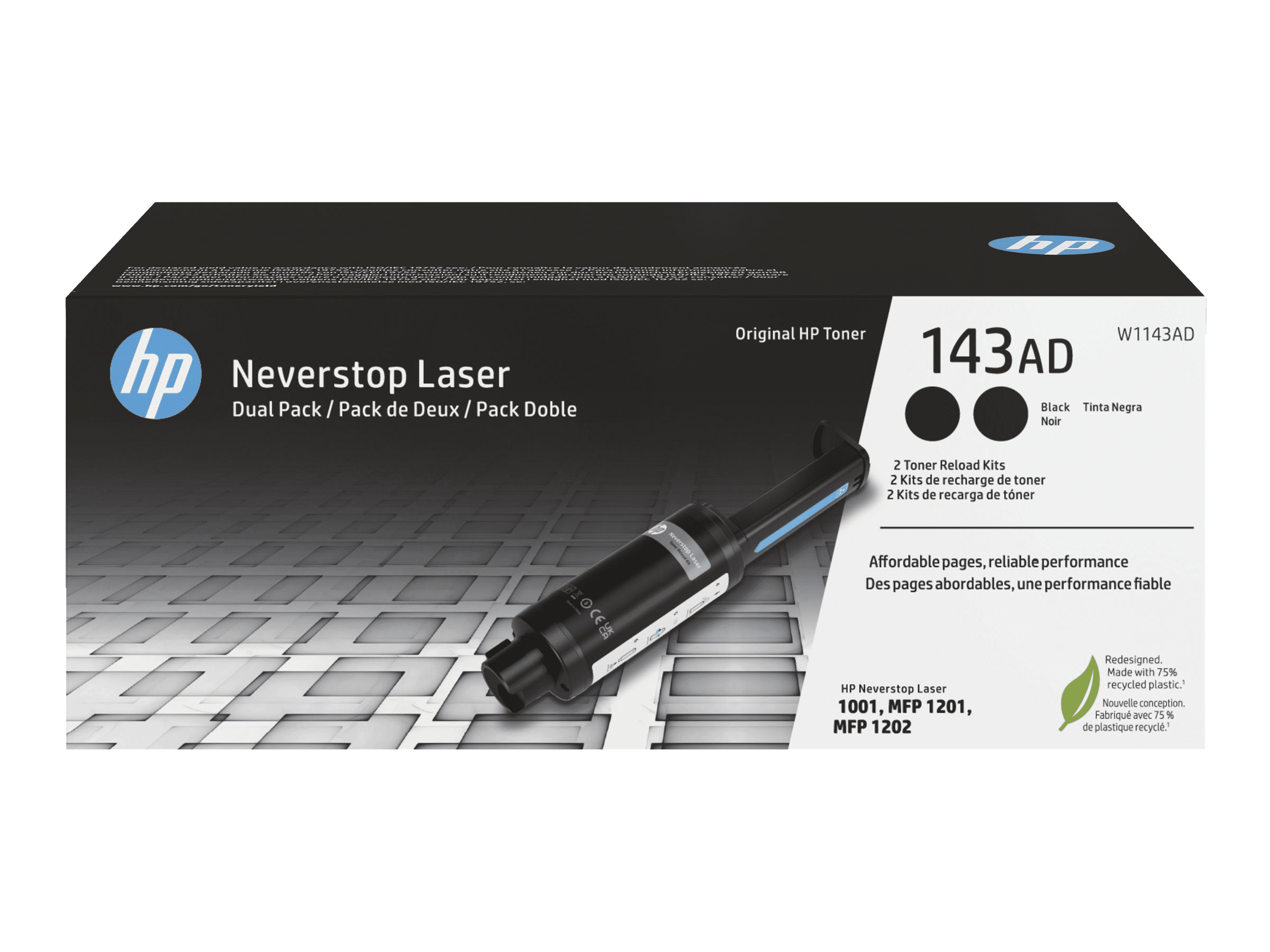 HP Neverstop Toner black 143AD (W1143AD) ca. 2.500 Seiten, Doppelpack