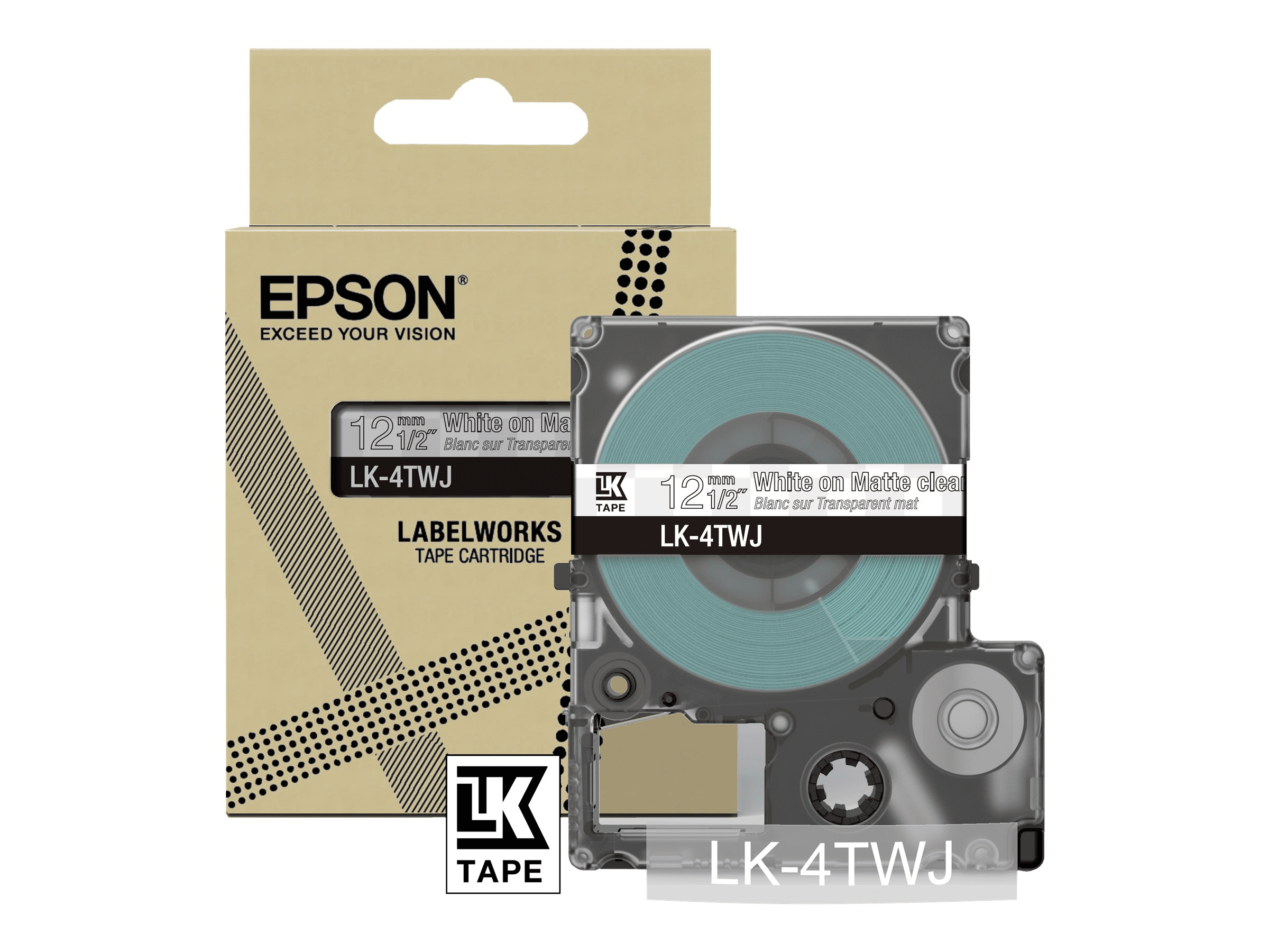 Epson LabelWorks LK-4TWJ - Matt - klar/Weiß - Rolle (1,2 cm)