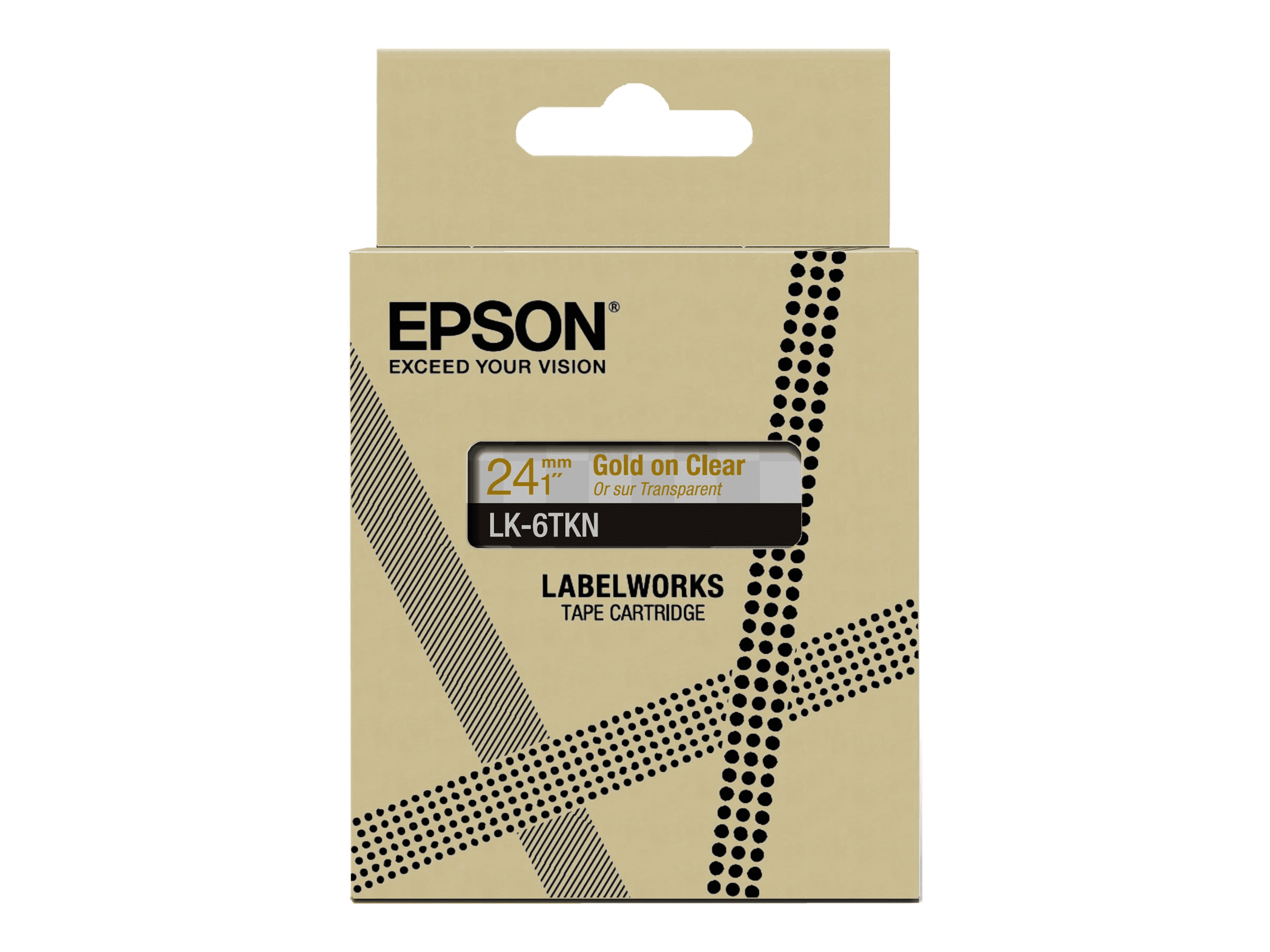 Epson Metallic Clear/Gold 24mm LK-6TKN
