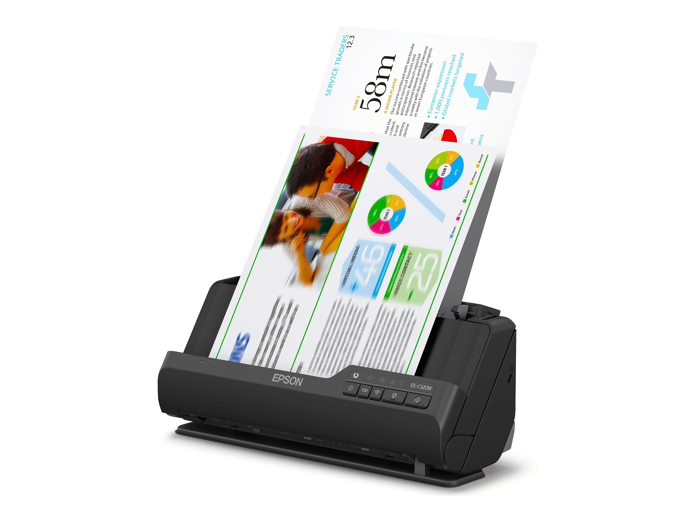Epson ES-C320W, 215,9 x 3048 mm, 600 x 600 DPI, 30 Bit, 24 Bit, 8 Bit, ADF +...