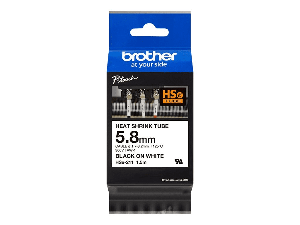Brother HSe-211 - Schwarz auf Weiß - Rolle (0,58 cm x 1,5 m)