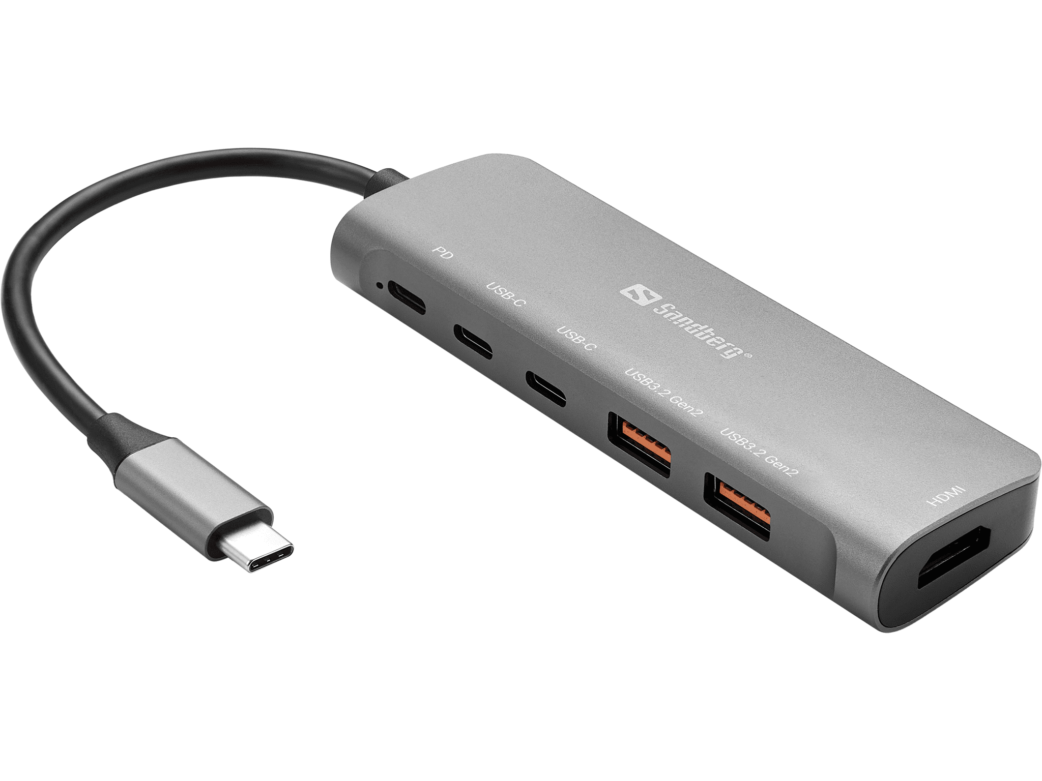 Sandberg USB-C Dock HDMI + 2xUSB-A + 2xUSB-C + PD100W Kabelgebunden USB 3.2...