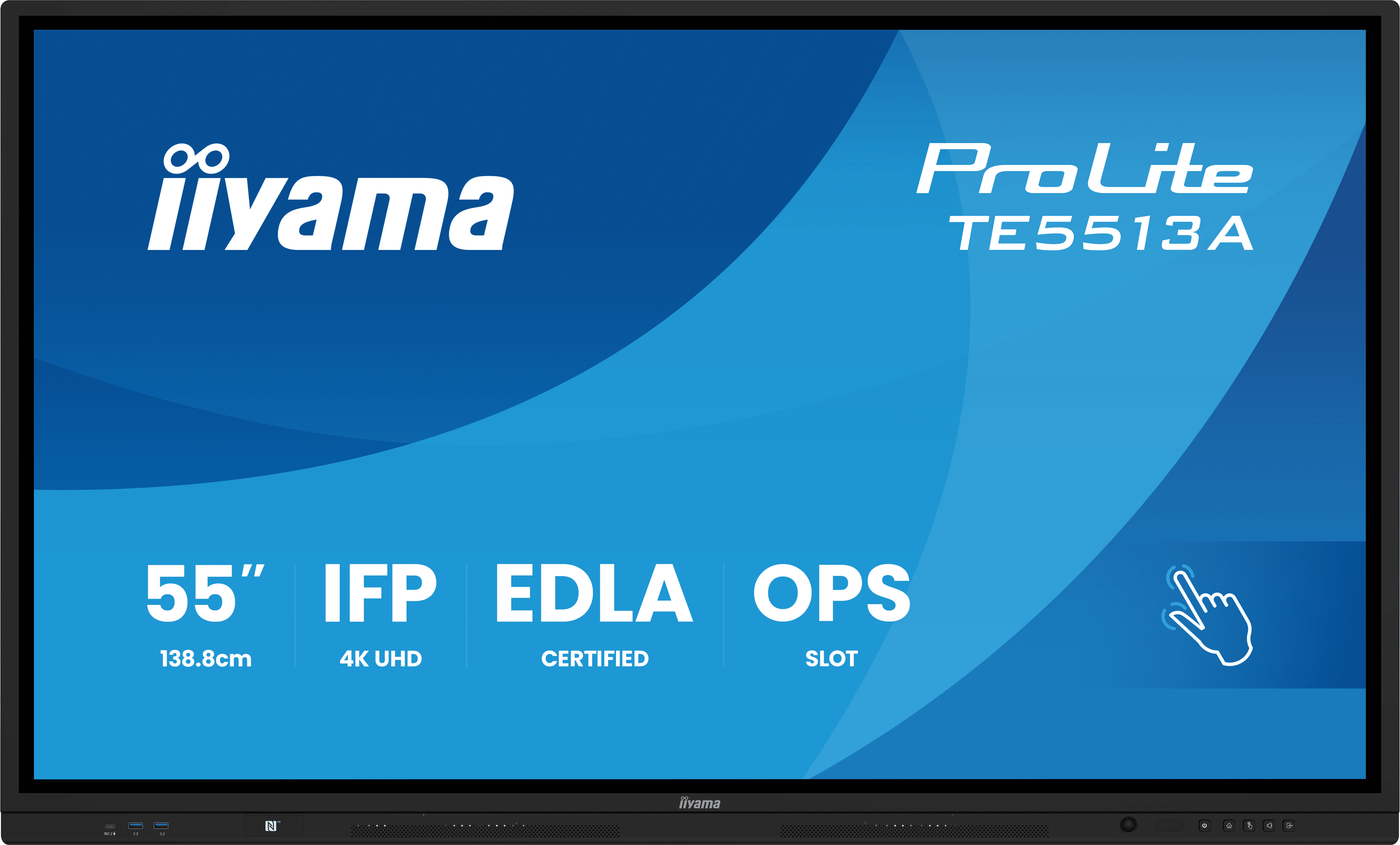 iiyama ProLite TE5513A-B1AG, 55 Touch, 4K (3840x2160), IPS, HDMI DP USB-C,...