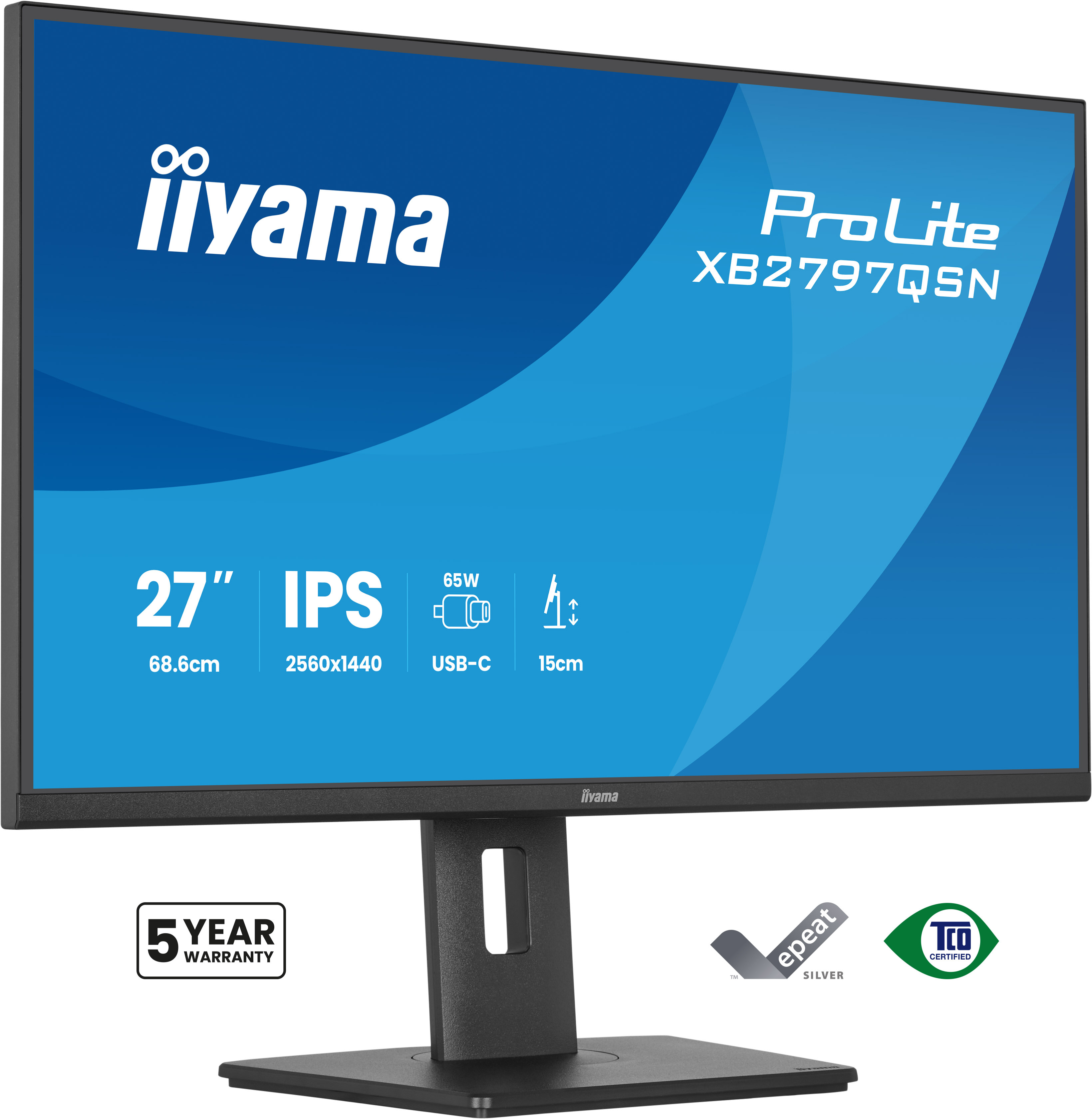 iiyama ProLite XB2797QSN-B1, 27, WQHD (2560x1440), IPS, 75Hz, HDMI, DP,...