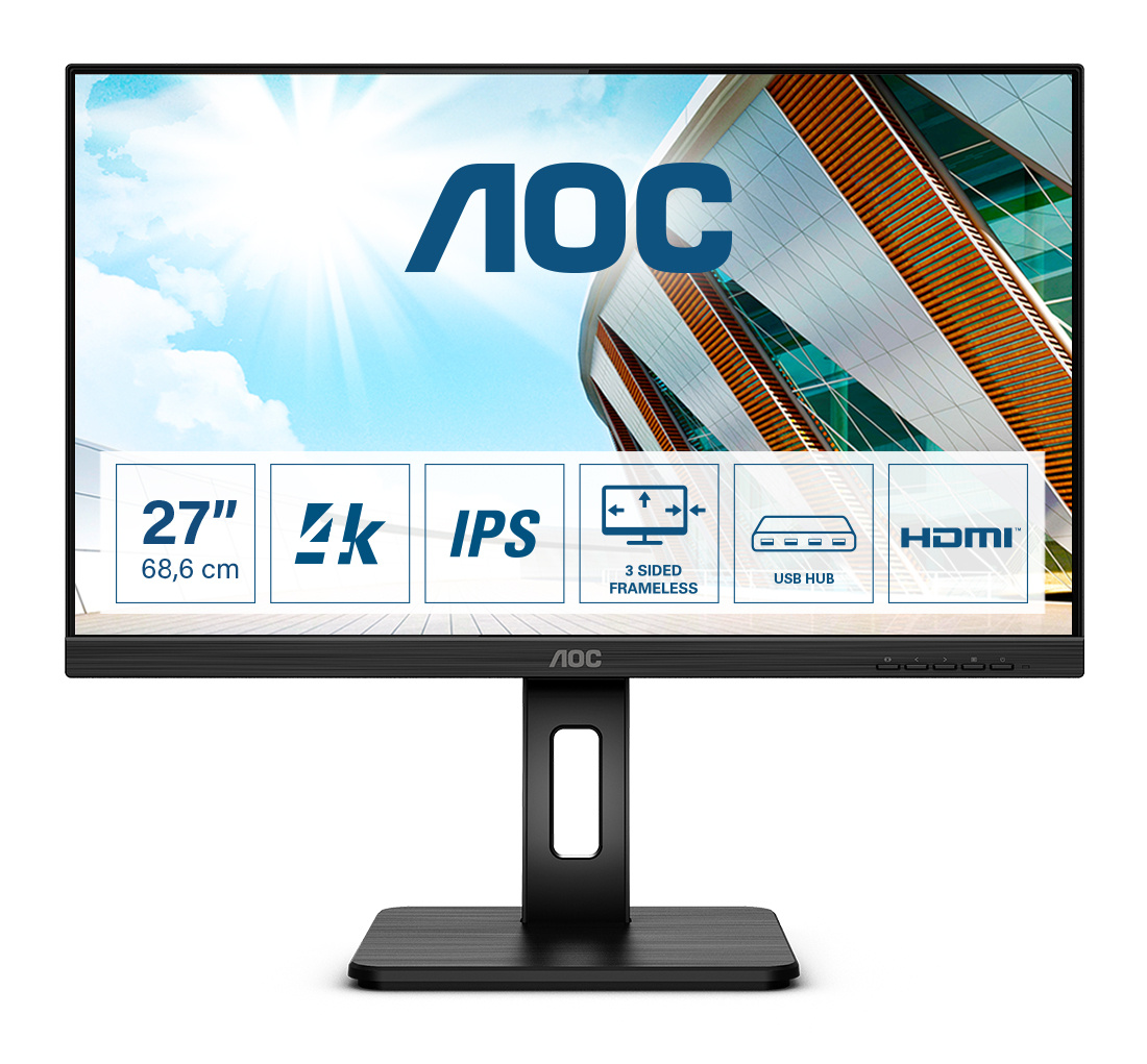 AOC U27P2 - LED-Monitor - 68.4 cm (27) - 3840 x 2160 4K UHD (2160p)