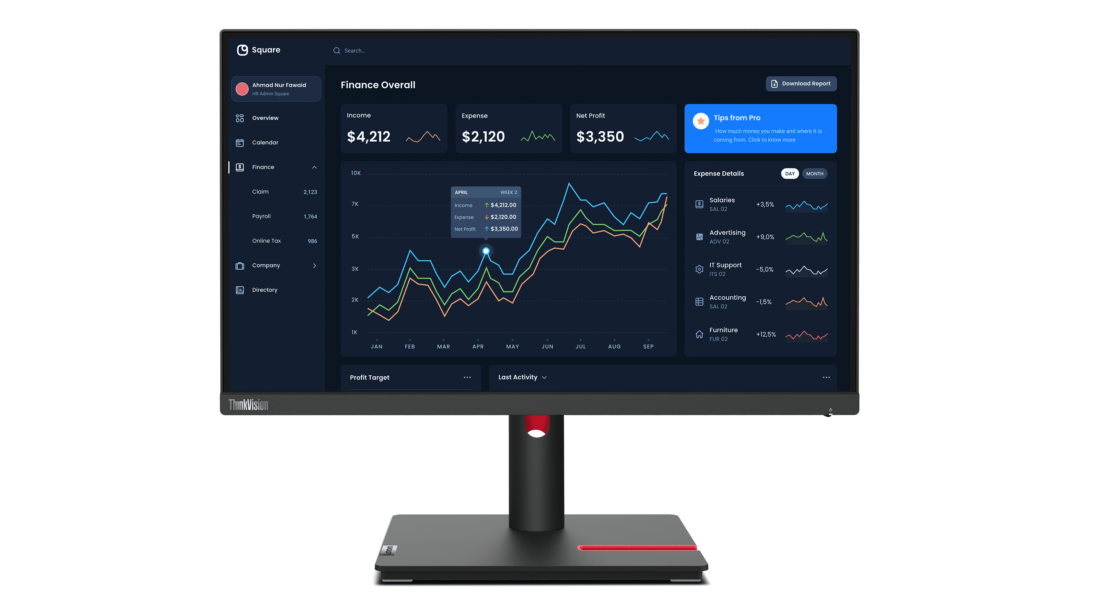Lenovo ThinkVision T22i-30, 21.5 IPS, 1920x1080, 60Hz, VGA, HDMI, DP,...