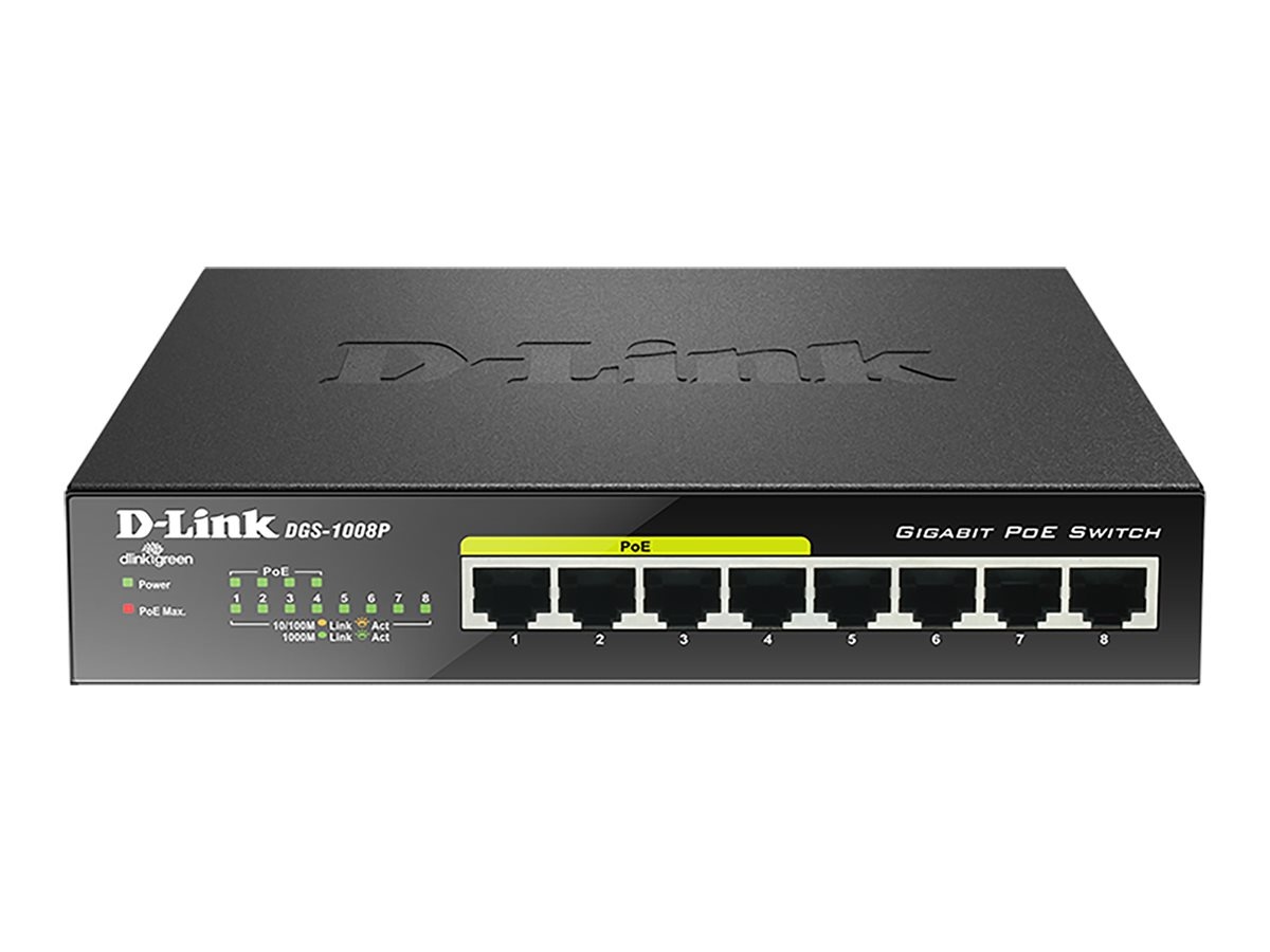 D-Link DGS 1008P - Switch - nicht verwaltet - 4 x 10/100/1000 (PoE)