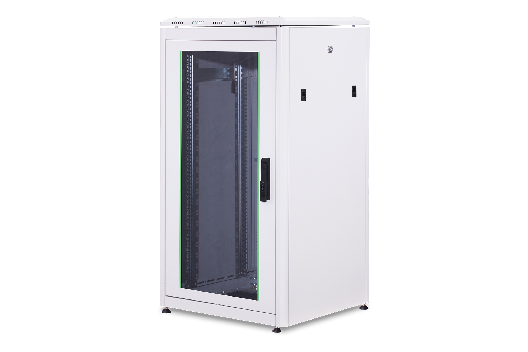 19 Schrank 22HE Glastür, H1160 x B600 x T600mm, Grau