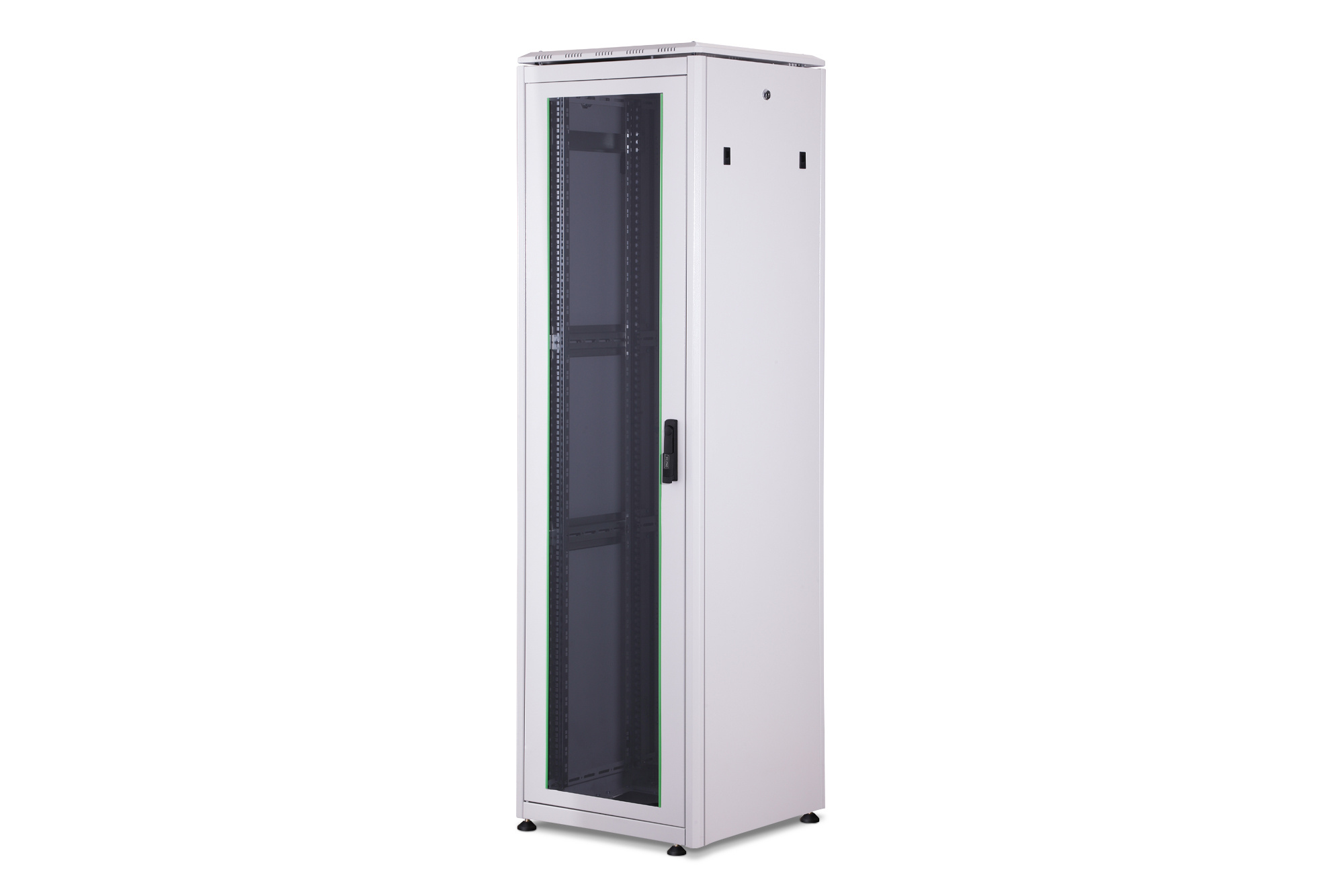 19 Schrank 42HE Glastür, H2060 x B600 x T600mm, Grau