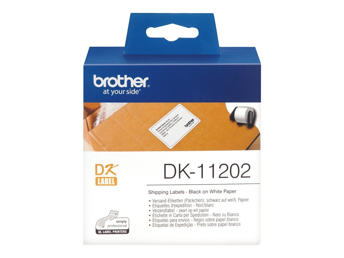 Brother Einzel-Etiketten,Bandbreite: 62x100mm, Versand-Etiketten,Papier,weiß,...