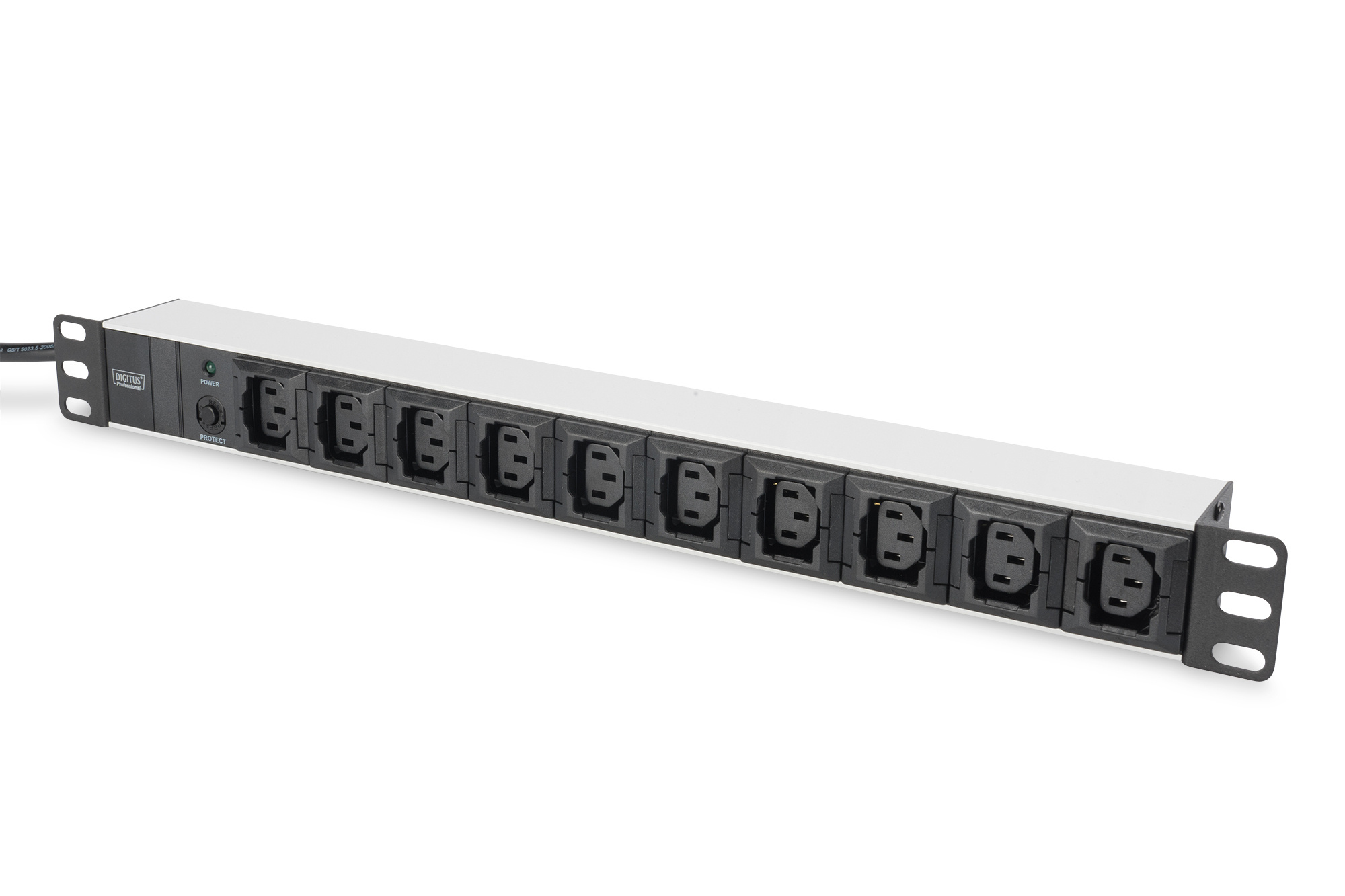 DIGITUS 10-Outlet Strip 250V 2m Schwarz Spannungsschutz