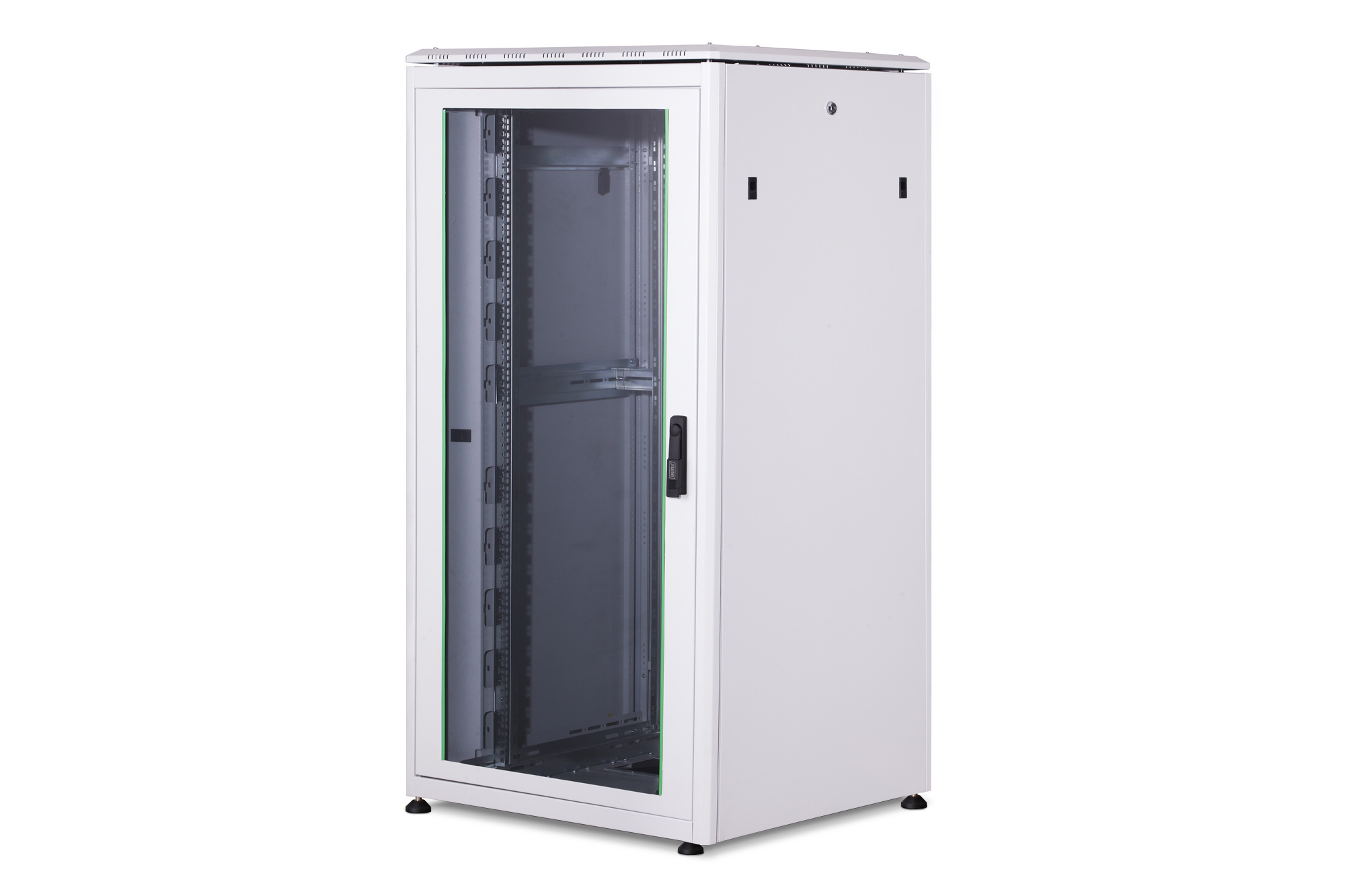 19 Schrank 32HE Glastür, H1600 x B800 x T800mm, Grau