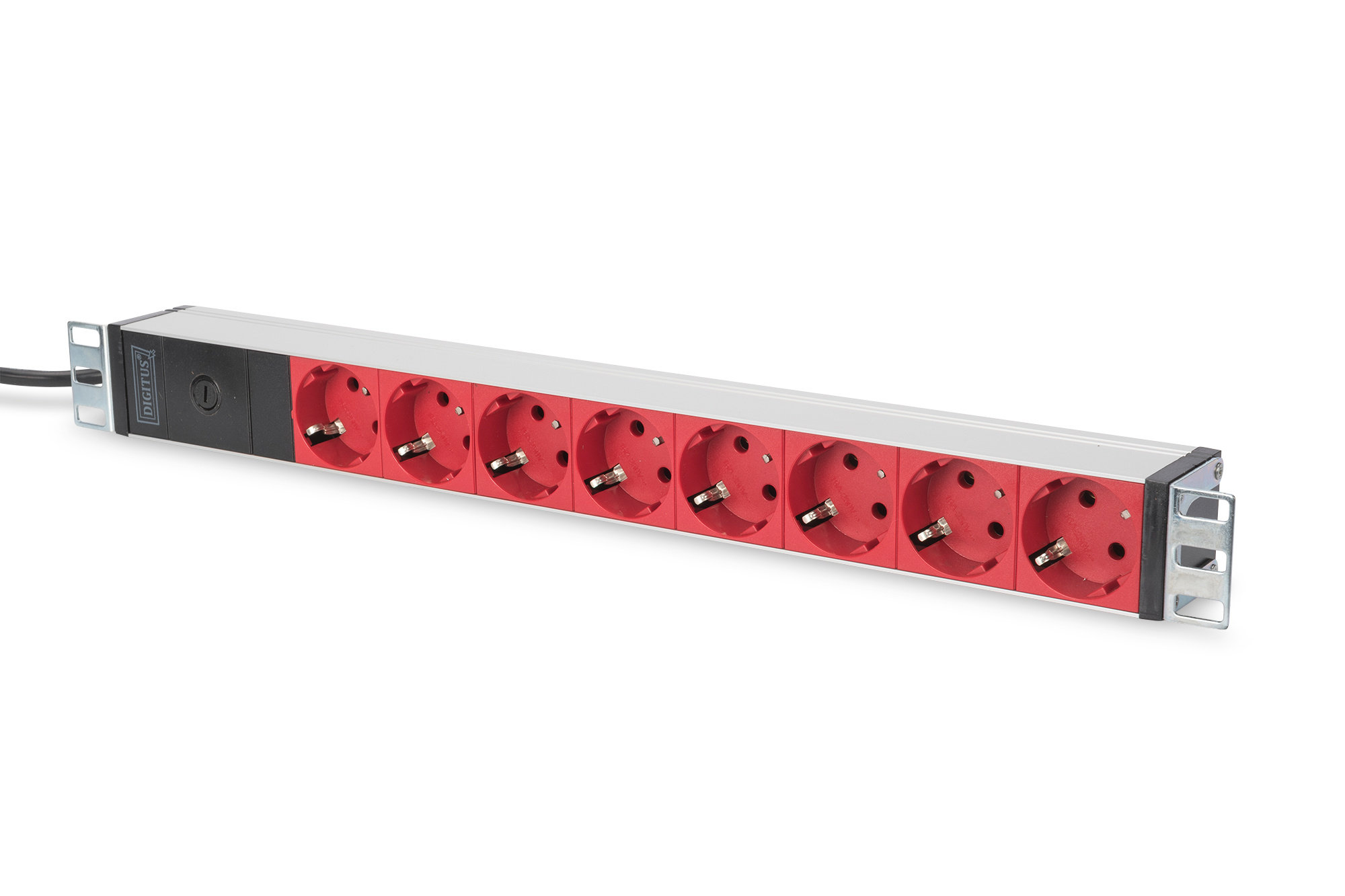 Digitus Professional Aluminium PDU mit Vorsicherung, rot, 8-fach, 2m, 1HE, 10A