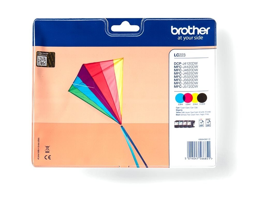 Brother Value Pack cyan/magenta/yellow/black LC223 ca. 550 Seiten black und...