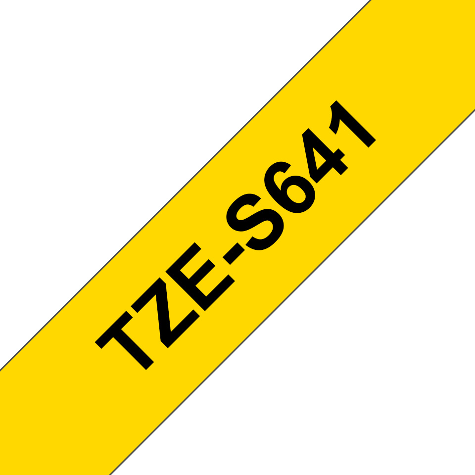 P-Touch TZES641 Spezialband extra-stark-klebend schwarz/gelb  8m - laminiert...