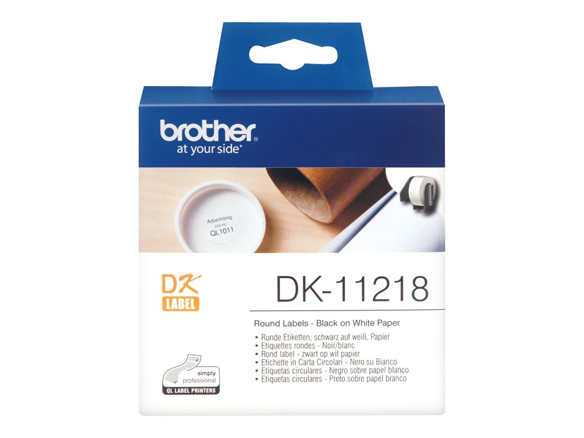 Brother Einzel-Etiketten, Ø 24 mm,Runde Etiketten,Papier,weiß, 1000 St/Rolle