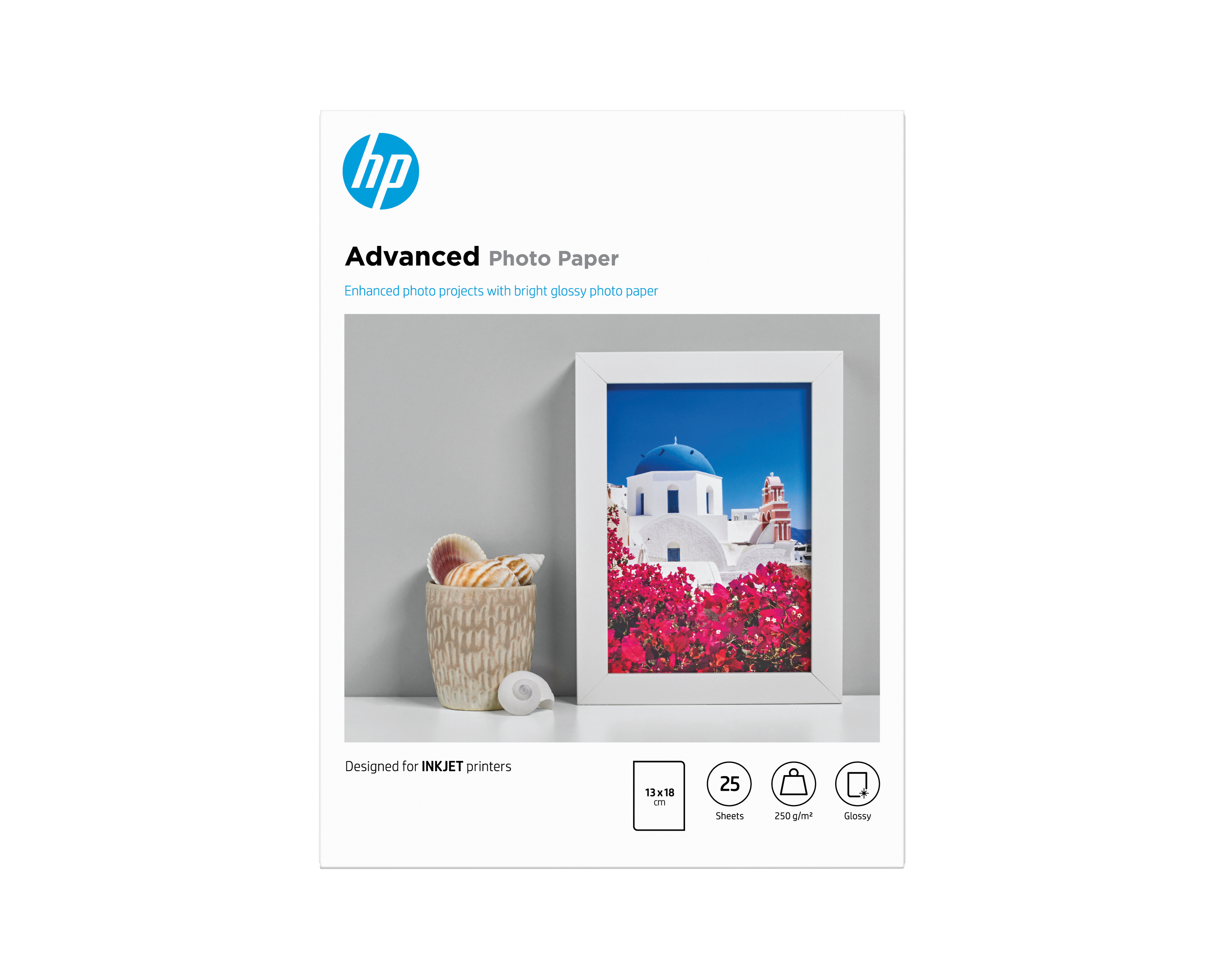 HP Advanced Fotopapier, glänzend - 25 Blatt/13 x 18 cm, randlos