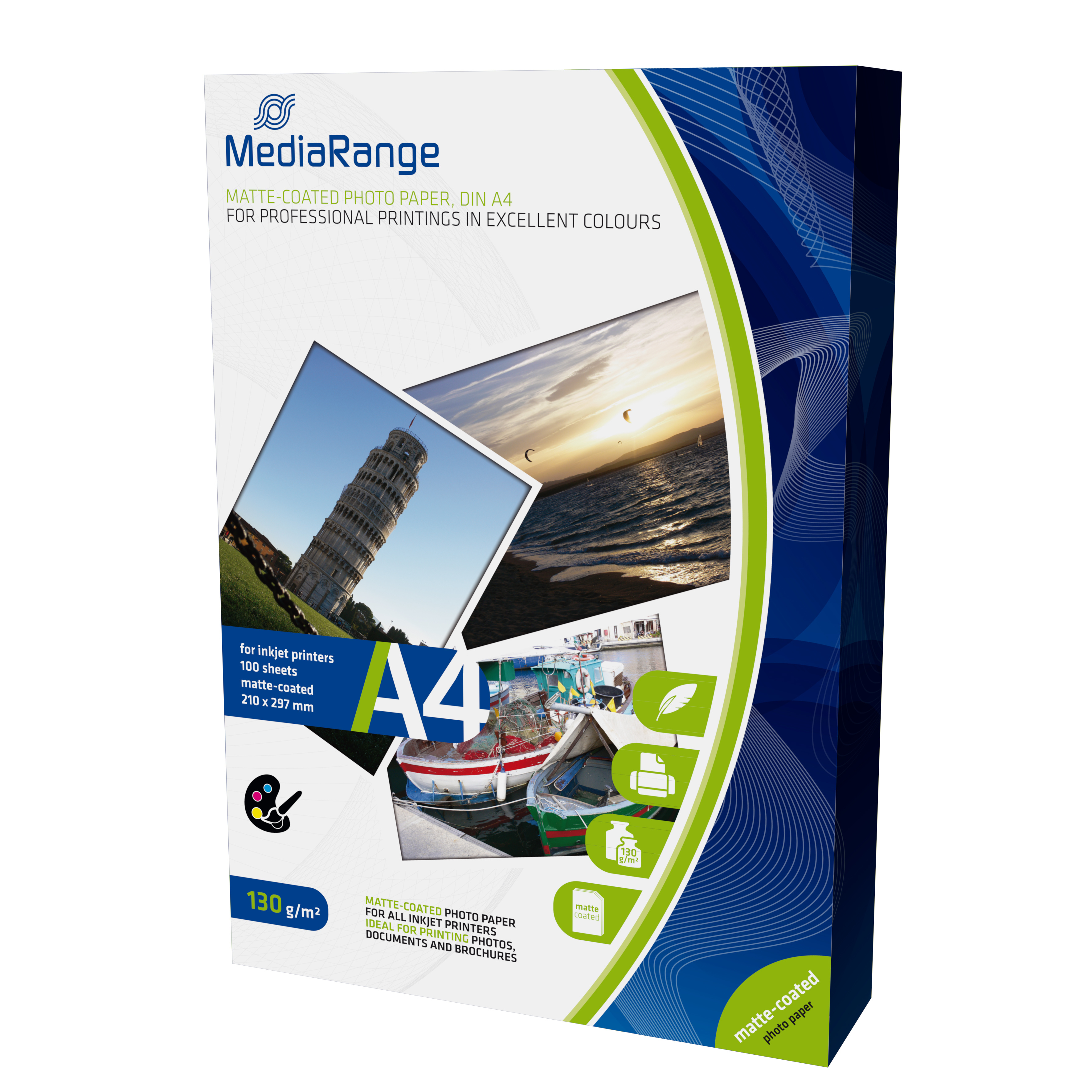 MediaRange DIN A4 Fotopapier für Tintenstrahldrucker matt 130g 1x100 Blatt