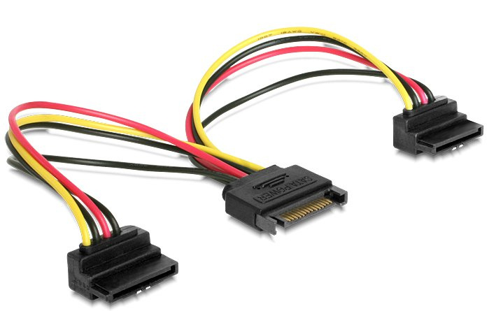 Delock 60128 0.15m SATA 15-pin 2x SATA 15-pin Schwarz - Rot - Gelb -...