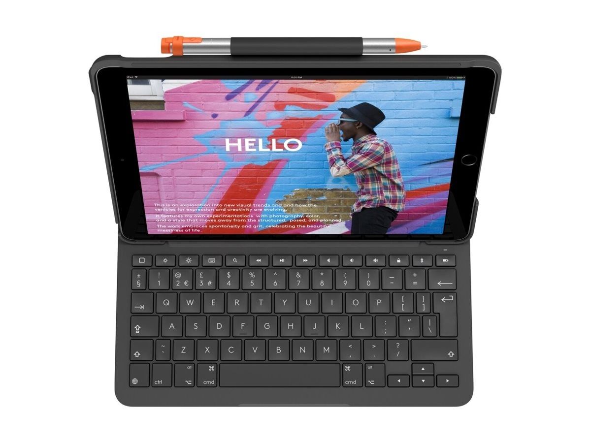 Logitech Slim Folio - Tastatur und Foliohülle - kabellos - Bluetooth - QWERTZ...