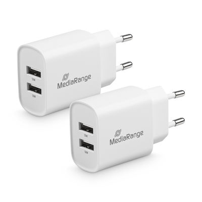 MEDIARANGE 12W Steckdosen-Ladegerät mit zwei USB-A weiß