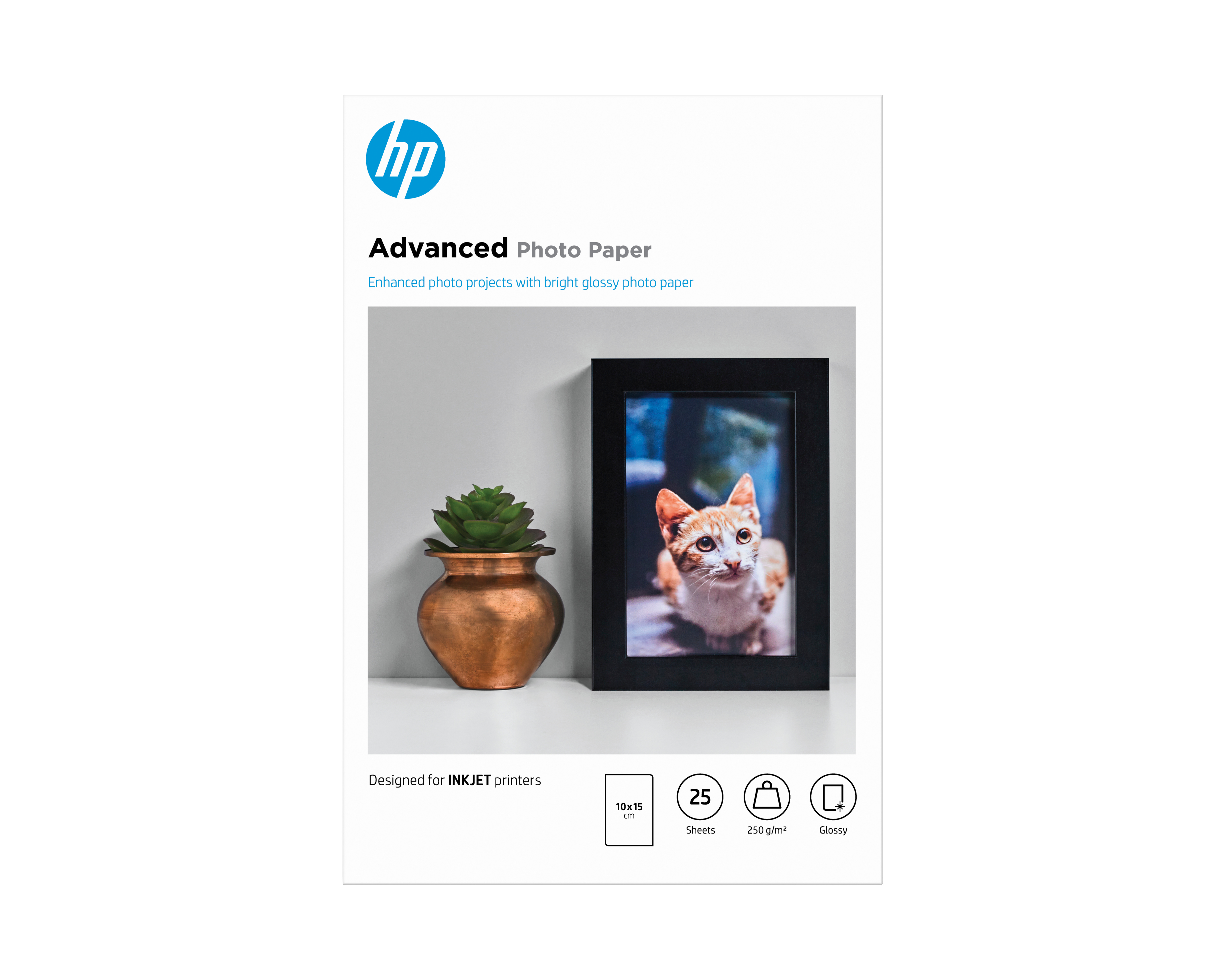 HP Advanced Fotopapier, glänzend - 25 Blatt/10 x 15 cm, randlos