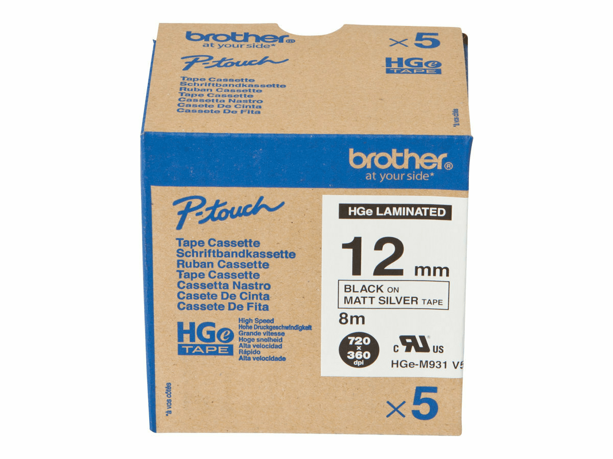 Brother HGE-M931V5 - Schwarz auf Silber - Rolle (1,2 cm x 8 m)