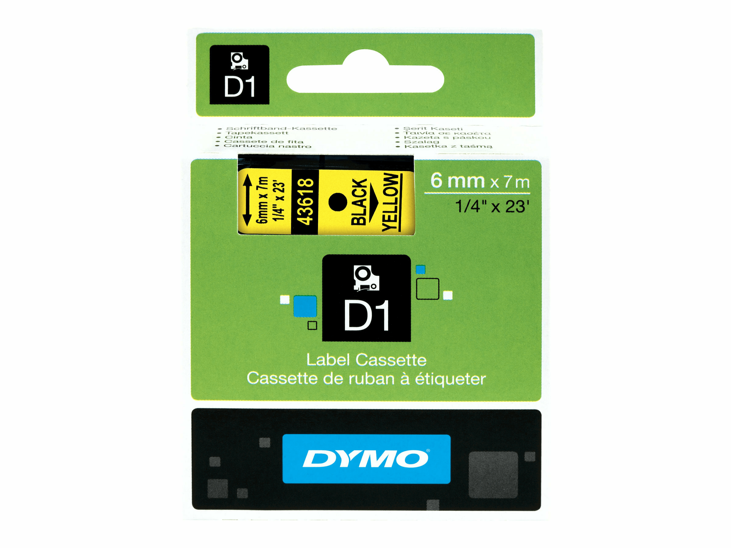 Dymo D1 - Selbstklebend - Schwarz auf Gelb - Rolle (0,6 cm x 7 m)