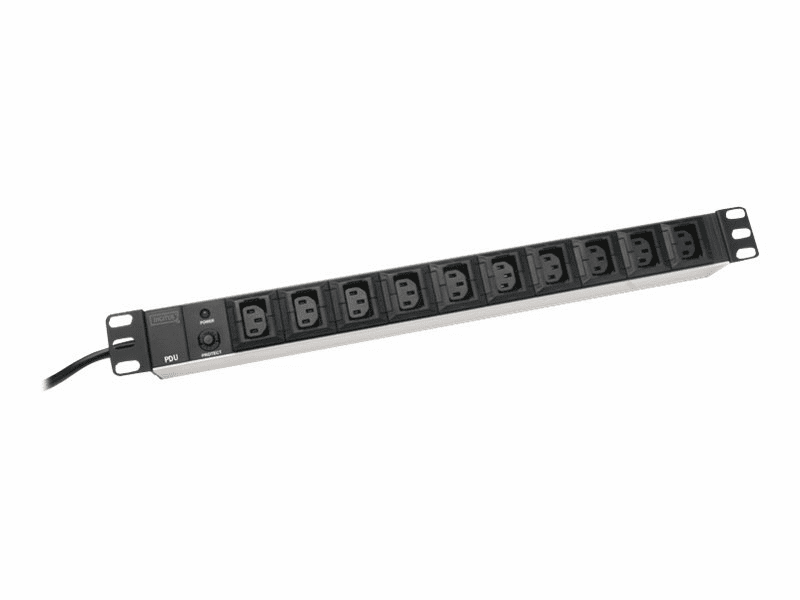 DIGITUS 10-Outlet Strip 250V 2m Schwarz Spannungsschutz