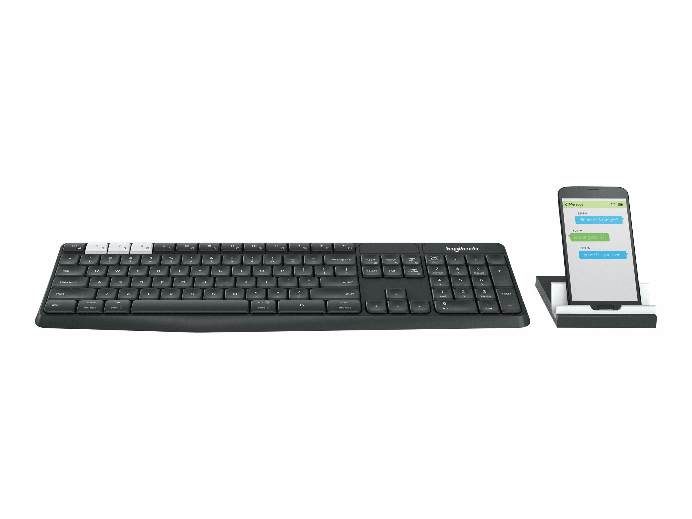 Logitech K375s RF Wireless + Bluetooth QWERTZ Deutsch Graphit - Weiß Tastatur