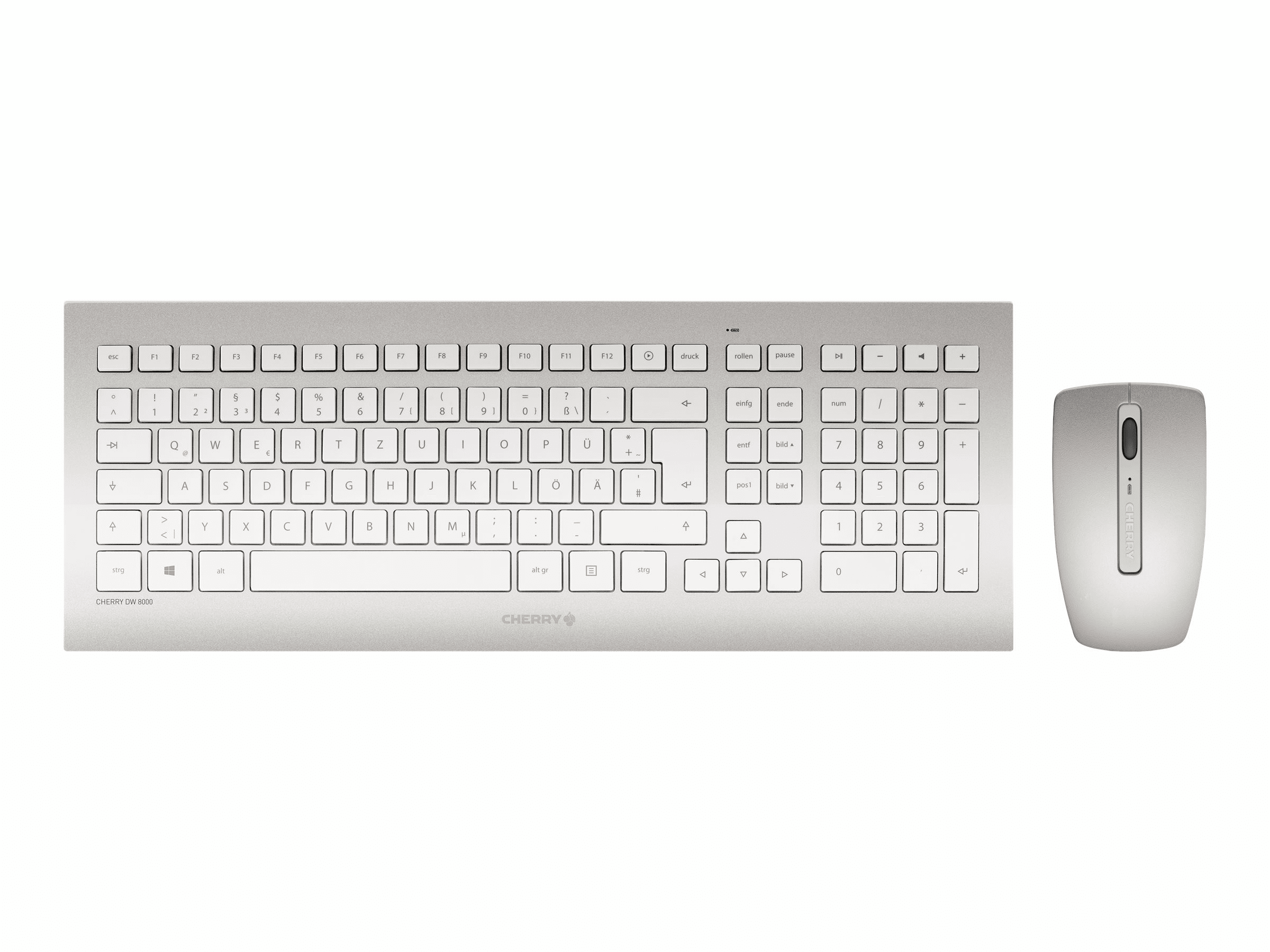 Cherry DW 8000 RF Wireless QWERTZ Deutsch Silber - Weiß Tastatur
