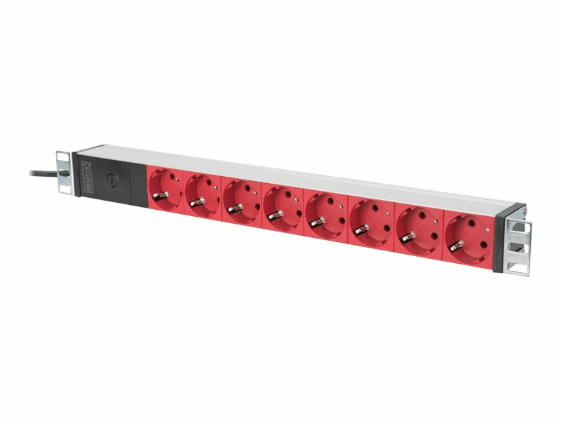 Digitus Professional Aluminium PDU mit Vorsicherung, rot, 8-fach, 2m, 1HE, 10A