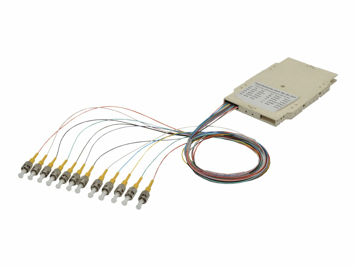 DIGITUS Spleißkassette mit 12 Pigtails, vormontiert, ST, OS2