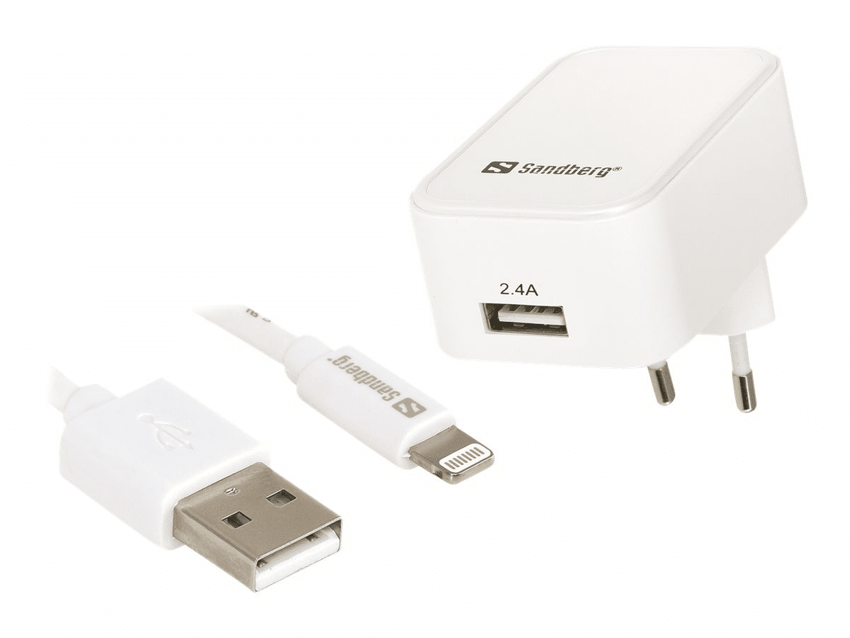 SANDBERG Netzteil - 2.4 A (USB) - auf Kabel: Lightning - für Apple...