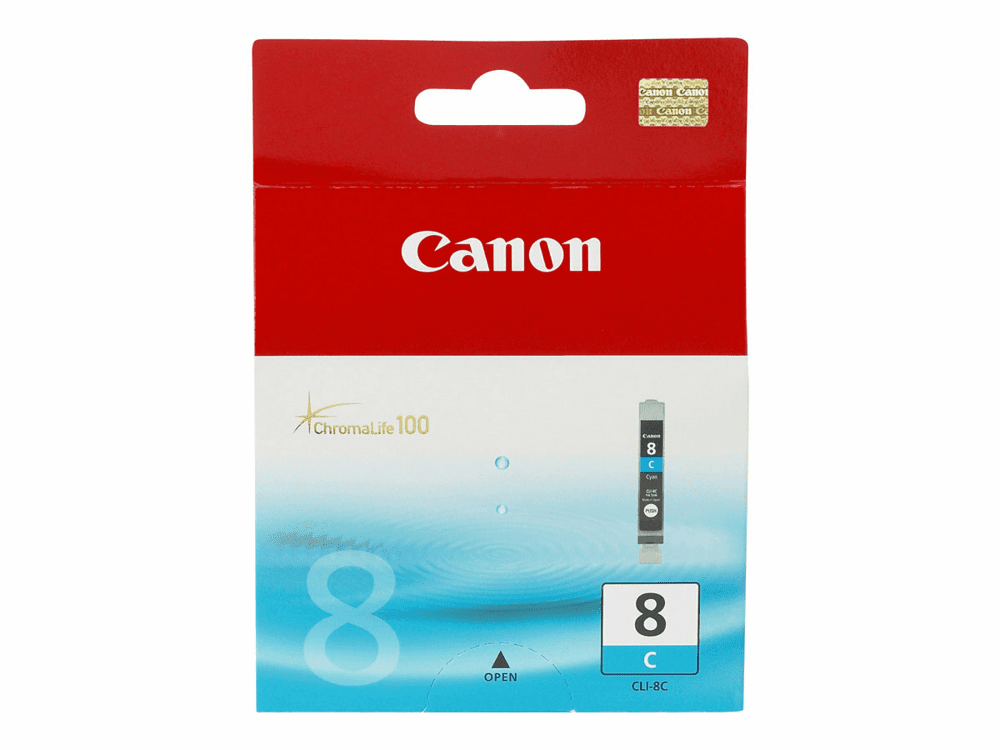 Cartouche D'encre Canon Originale CLI-8C Cyan - Neuf Sous Blister, Pour Imprimantes Jet D'encre Compatibles