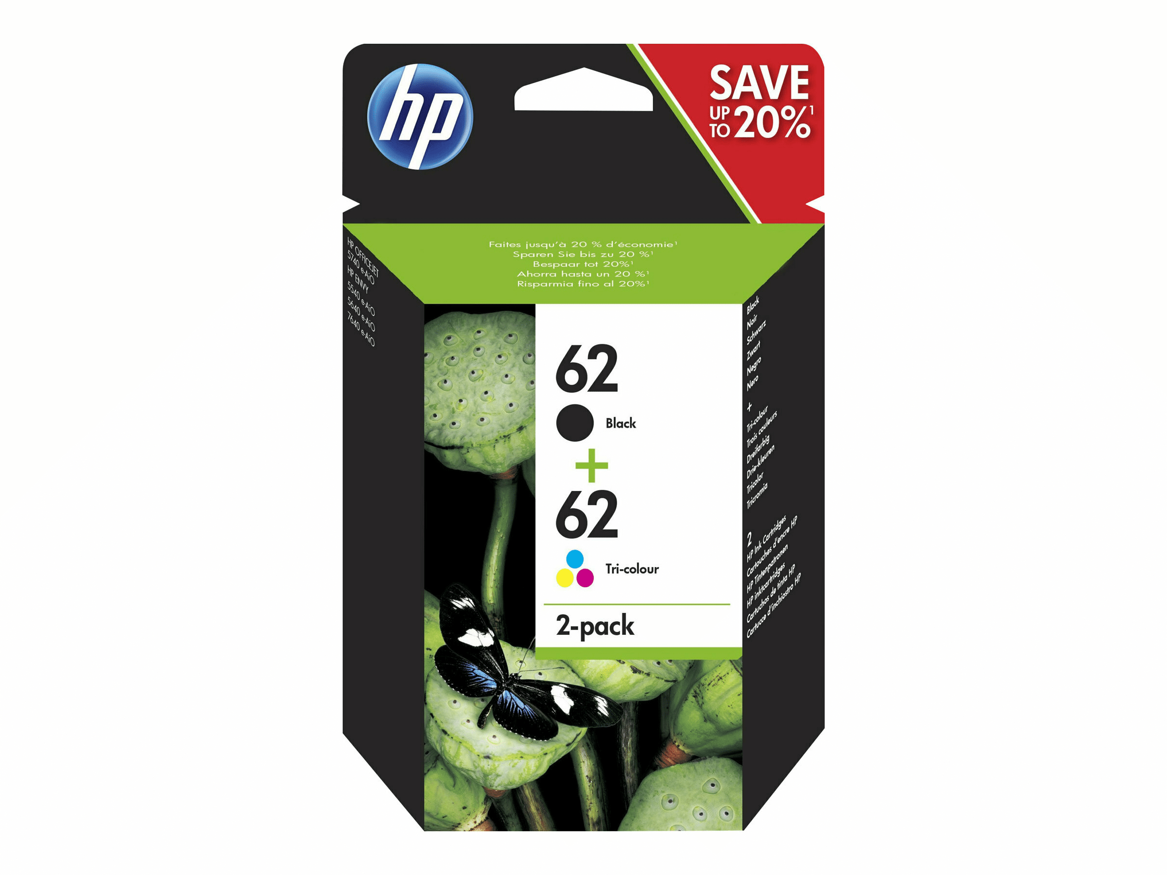 HP Multipack black/cyan/magenta/yellow Nr. 62 (N9J71AE) ca. 200 S. black/ 165...