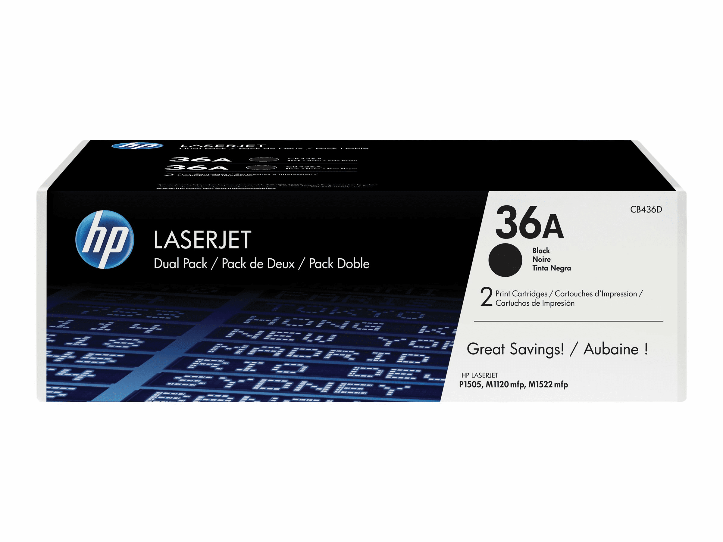 HP Toner black Nr. 36A (CB436AD) je ca. 2.000 Seiten, Doppelpack